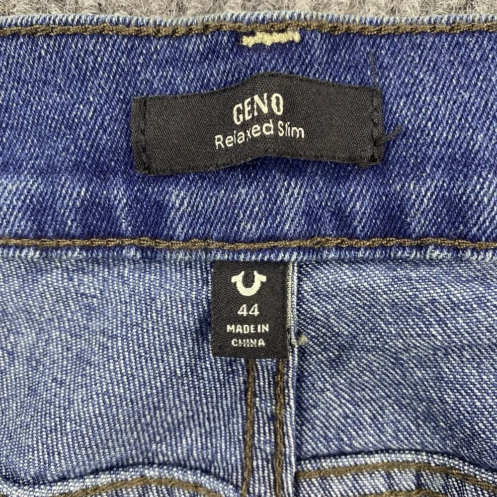 True Religion Geno Slim Flap Jeans Mens 44 Blue Medium Toasted Cinnamon Wash Y2K